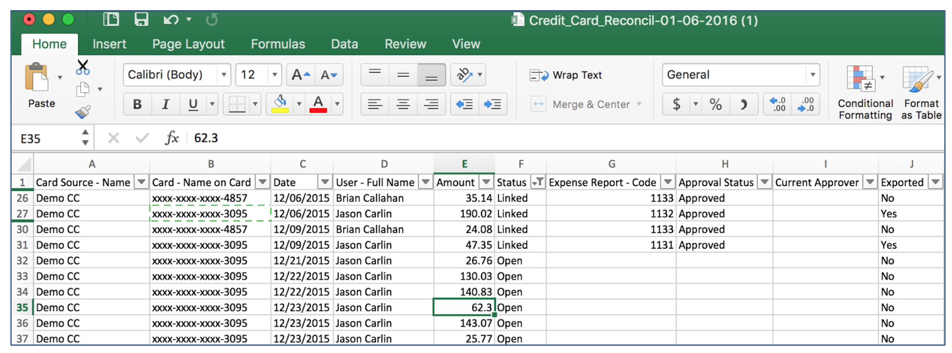 Reporting Template: Credit Card Reconciliation Report – Nexonia Regarding Credit Card Statement Template Excel